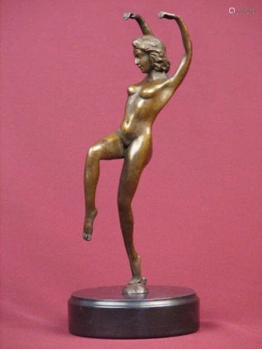 BRONZE STATUE ART DECO NUDE HANDCRAFTED SCULPTURE ON