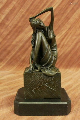 Art Nouveau Deco Hot Cast Semi Nude Female Bronze