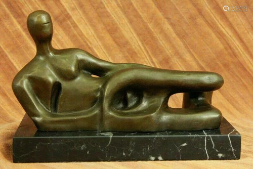 VINTAGE 70`s HOMAGE HENRY MOORE HEAVY BRONZE & M…