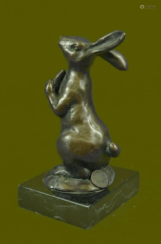 Bronze Bunny Rabbit Figure Statue Sculpture Vintage on