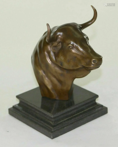 Original Milo Vintage Mini Bronze Bull Ox Head Bust