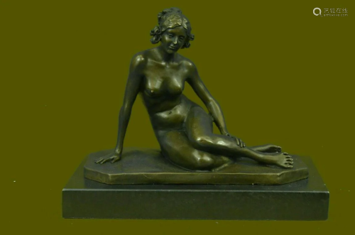 Bronze Sculpture Sitting Nude Lady Hand Made