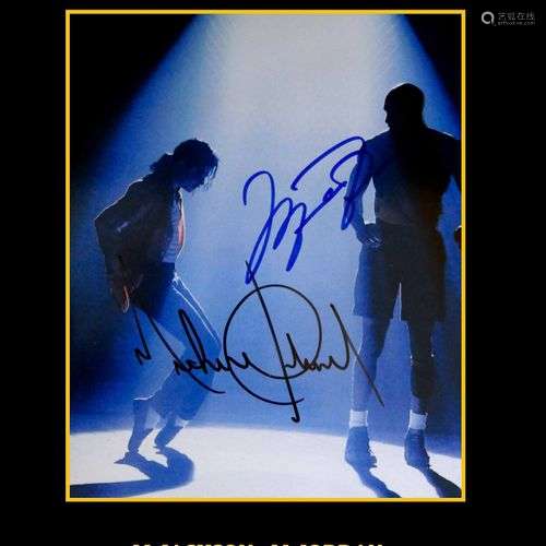 Michael JORDAN et Micheal JACKSON. Photo couleur dédicacée p...
