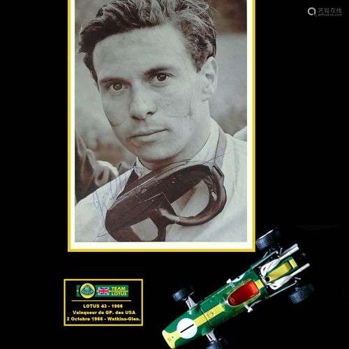 Jim CLARK. Photo noir et blanc dédicacée par Jim Clark, acco...