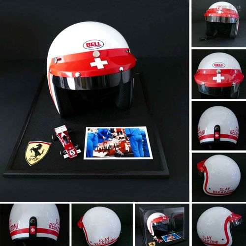 Clay REGAZZONI. Casque 1/1 Bell (replica) accompagné d’une p...