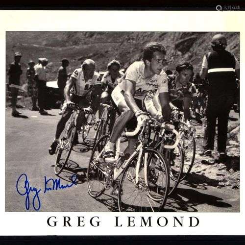 Greg LEMOND. Photo poster noir et blanc dédicacée par le cha...