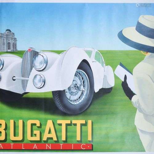 RAZZIA (né en 1950). Bugatti Atlantic. Affiche. Vers 1989. S...