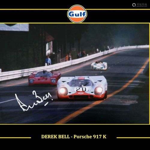 Derek BELL. Photo couleur dédicacée par Derek Bell avec la P...