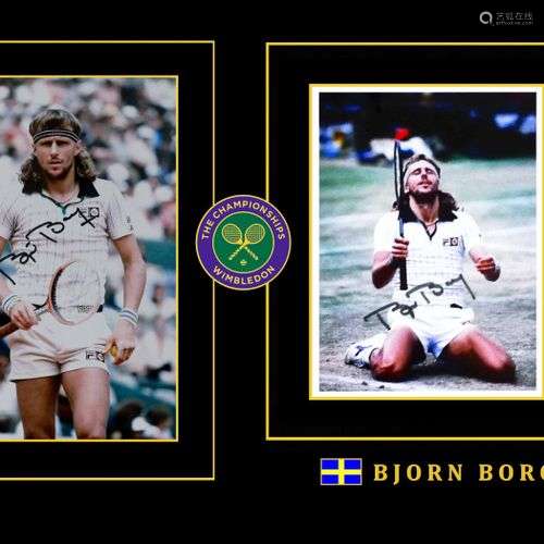 Björn BORG. Ensemble de 2 photos couleur dédicacées par Björ...