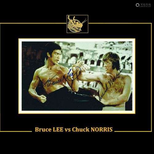 Bruce LEE et Chuck NORRIS. Photo couleur 