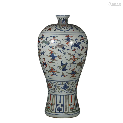 FAMILLE-VERTE 'CRANE' MEIPING VASE