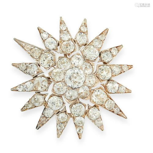 AN ANTIQUE DIAMOND STAR BROOCH, 19TH CENTURY in yellow