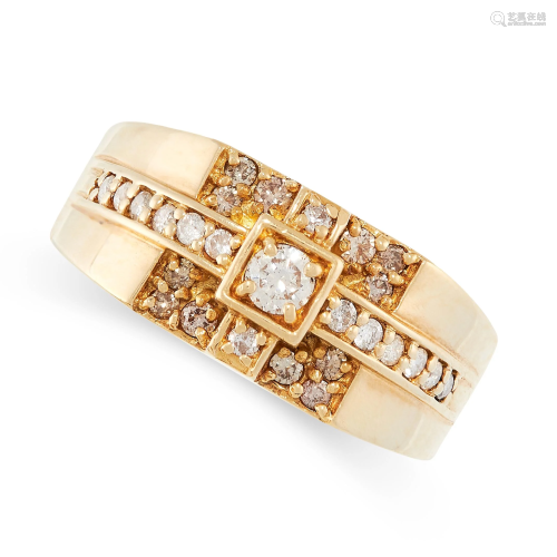 A DIAMOND DRESS RING in 18ct yellow gold, set with