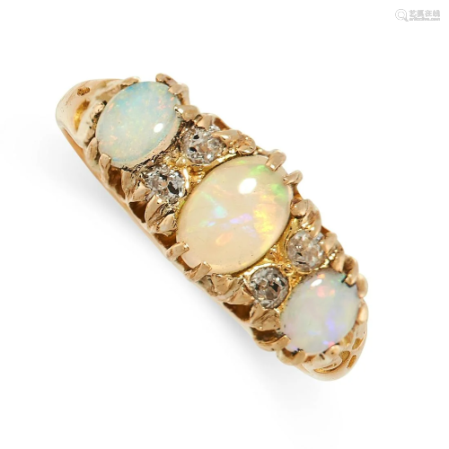 AN ANTIQUE VICTORIAN OPAL AND DIAMOND RING, 1876 in