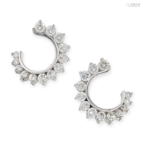 A PAIR OF DIAMOND EARRINGS in 18ct white gold, each