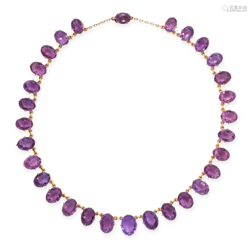 AN ANTIQUE AMETHYST RIVIERE NECKLACE, CIRCA 1900 in