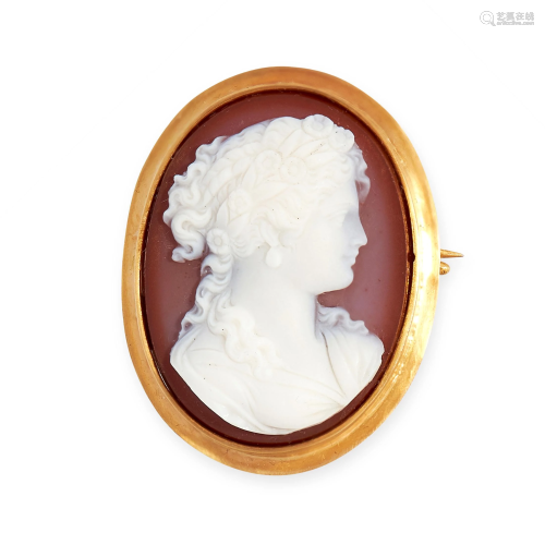 AN ANTIQUE HARDSTONE CAMEO BROOCH, LATE 19TH CENT…