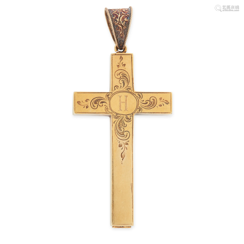 AN ANTIQUE CROSS PENDANT in 18ct yellow gold, with