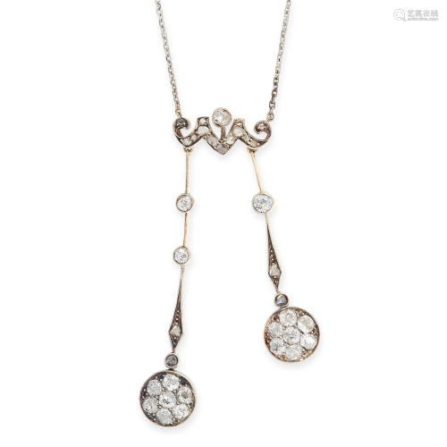 AN ANTIQUE DIAMOND LAVALIER NECKLACE, EARLY 20TH