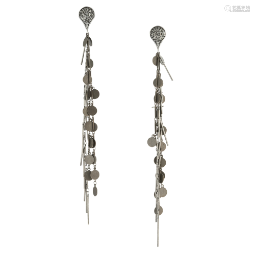 A PAIR OF WHITE GEMSTONE EARRINGS, LANVIN each set with