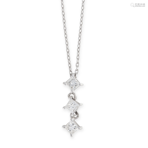 A DIAMOND PENDANT AND CHAIN in 18ct white gold, set