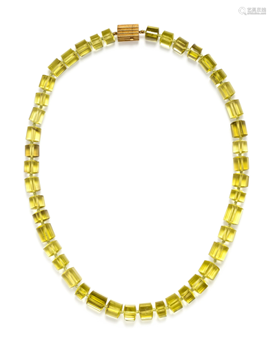 CHRISTOPHER WALLING, GREEN QUARTZ BEAD NECKLACE