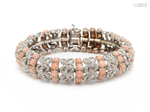 POMELLATO, WHITE GOLD AND ANGEL SKIN CORAL BRACELET