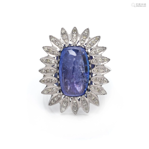 TANZANITE AND DIAMOND RING