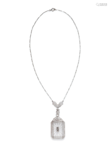 WHITE GOLD, ROCK CRYSTAL AND DIAMOND NECKLACE