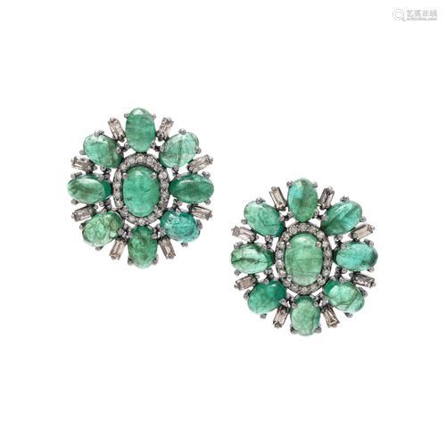 EMERALD AND DIAMOND EARRINGS