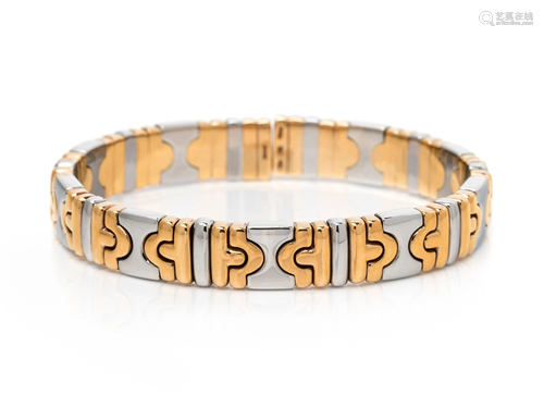 BVLGARI, YELLOW GOLD AND STEEL 'PARENTESI' CUFF