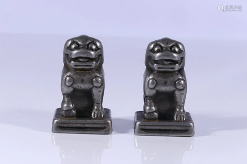 A Pair of Tibet Old Cold Iron Lion Seal