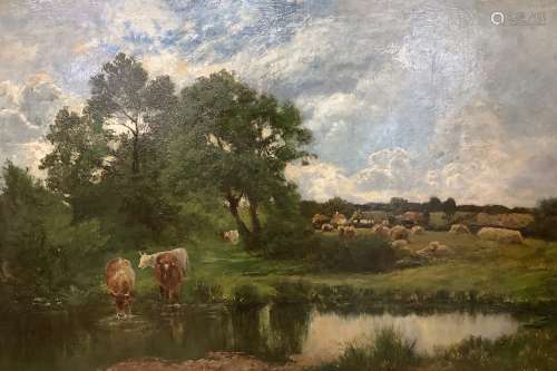 John Clayton Adams (1840-1906), oil on canvas, 'Norfolk Farm...