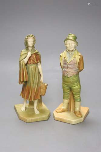 A pair of Royal Worcester blush figures of an Irishman and I...