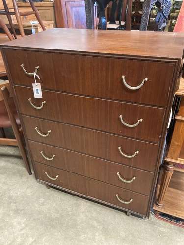 A Meredew Furniture five drawer teak chest, width 76cm, dept...