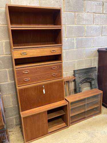 A Danish P.S.System teak six section wall unit with bureau s...