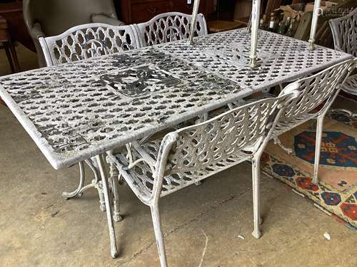 A rectangular painted aluminium garden table, width 177cm, d...