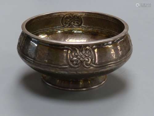 A George V Art Nouveau silver bowl, with stylised decoration...