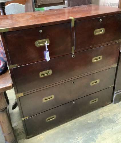 A 19th century military chest, width 104cm, depth 48cm, heig...