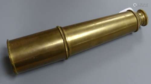 An early 20th century brass three drawer telescope, overall ...