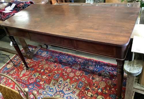 A Regency mahogany three drawer serving table, width 152cm, ...