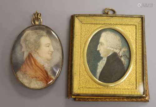Two 19th century portrait miniature and spare mount