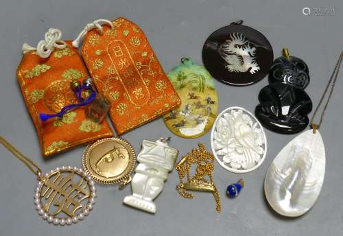 Miscellaneous decorative items, including a Mughal oval mini...