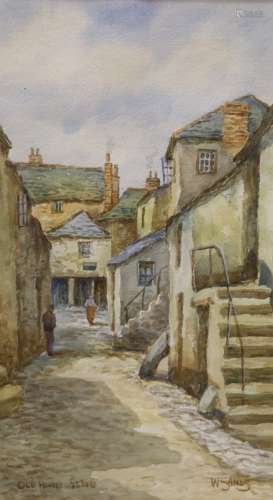 W. Sands, watercolour, Old Houses, St Ives, signed, 29 x 16....
