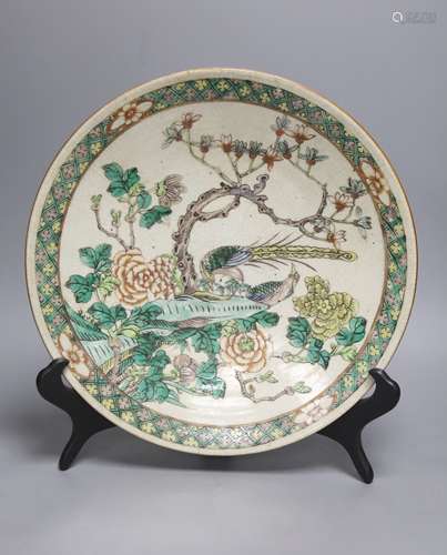 A 19th century Chinese famille verte crackle glaze dish and ...