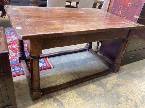 A small rectangular oak refectory table, width 146cm, depth ...