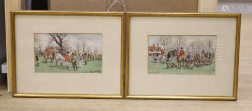 Moira Hoddell, two watercolours, 'The Meet at Offham' and 'H...
