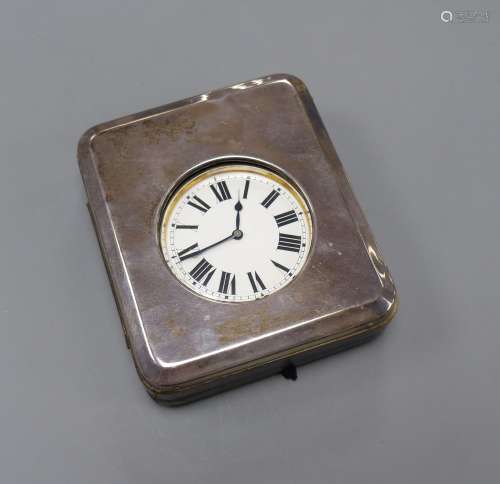 A George V silver mounted travelling watch case, with an inc...