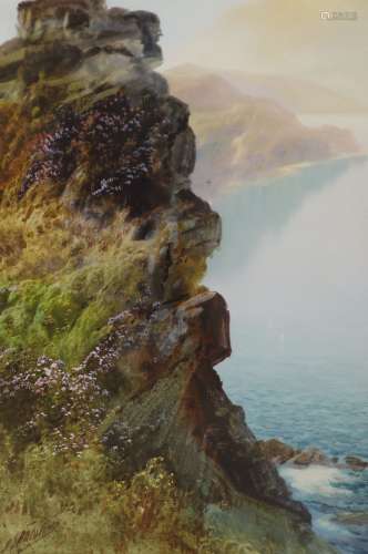 John Shapland, watercolour and gouache, Sea Cliffs, signed, ...