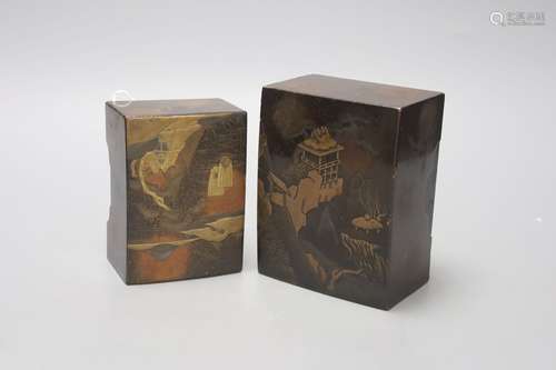 Two Japanese lacquer boxes, 19th century, largest 13.5cm